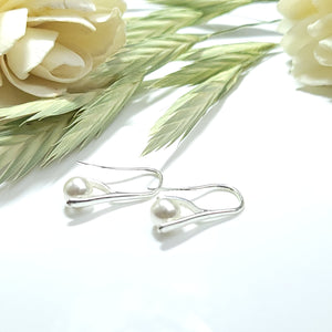 Sterling Silver 925 Fine Crystal Pearl Hook Earrings
