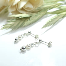 Load image into Gallery viewer, Sterling Silver 925 Silver Ball &amp; Fine Crystal Pearl Stud Earrings