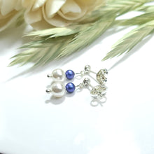 Load image into Gallery viewer, Sterling Silver 925 Fine  Crystal Pearls - Stud Earrings - Blue