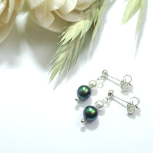 Load image into Gallery viewer, Sterling Silver 925 Fine Crystal Pearls - Stud Earrings - Green