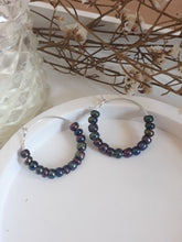 Load image into Gallery viewer, Oil Slick Purple Green Hoop Earrings