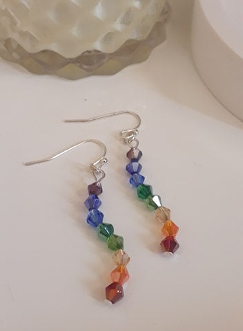 Eight Colour Rainbow Crystal Earrings