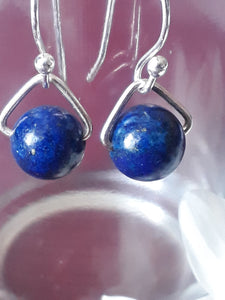 Sterling Silver Lapis Lazuli Triangle Drop Earrings
