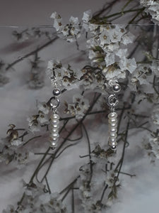 Sterling Silver 7 Mini Fresh Water Pearl Dangle Earrings
