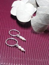 Load image into Gallery viewer, Sterling Silver Mini Fresh Water Pearl Sleeper/Endless Hoop Dangle Earrings